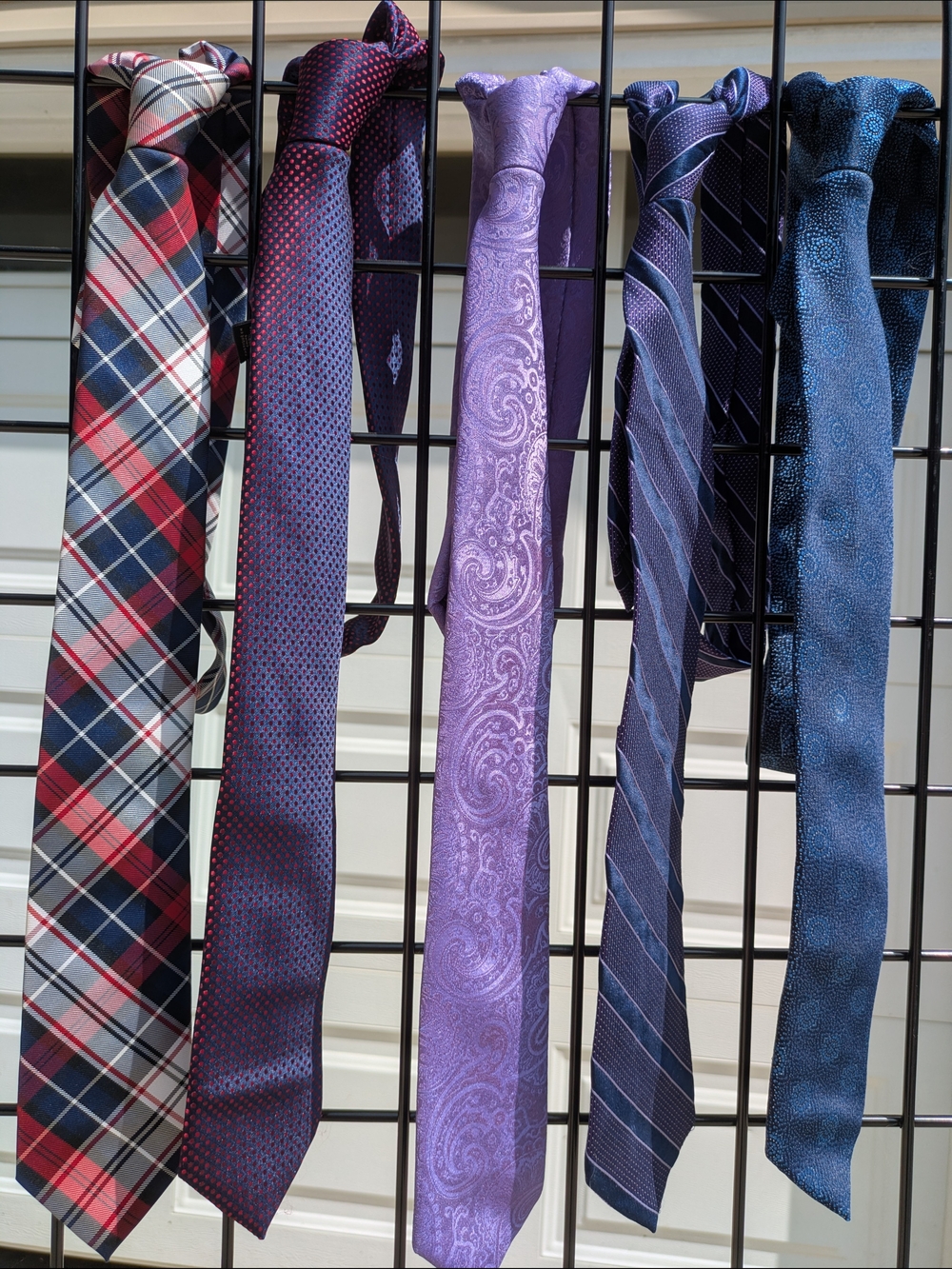 Express Men's Ties in Red, Purple, Navy, Blue Plaid and Paisley Mix